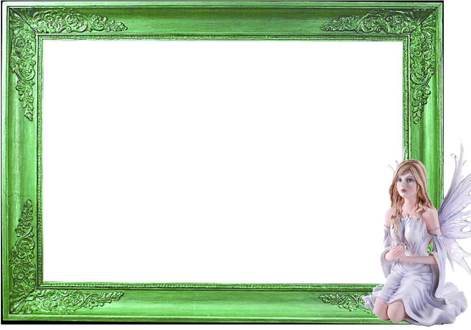 Enchanted Green Framewith Fairy PNG