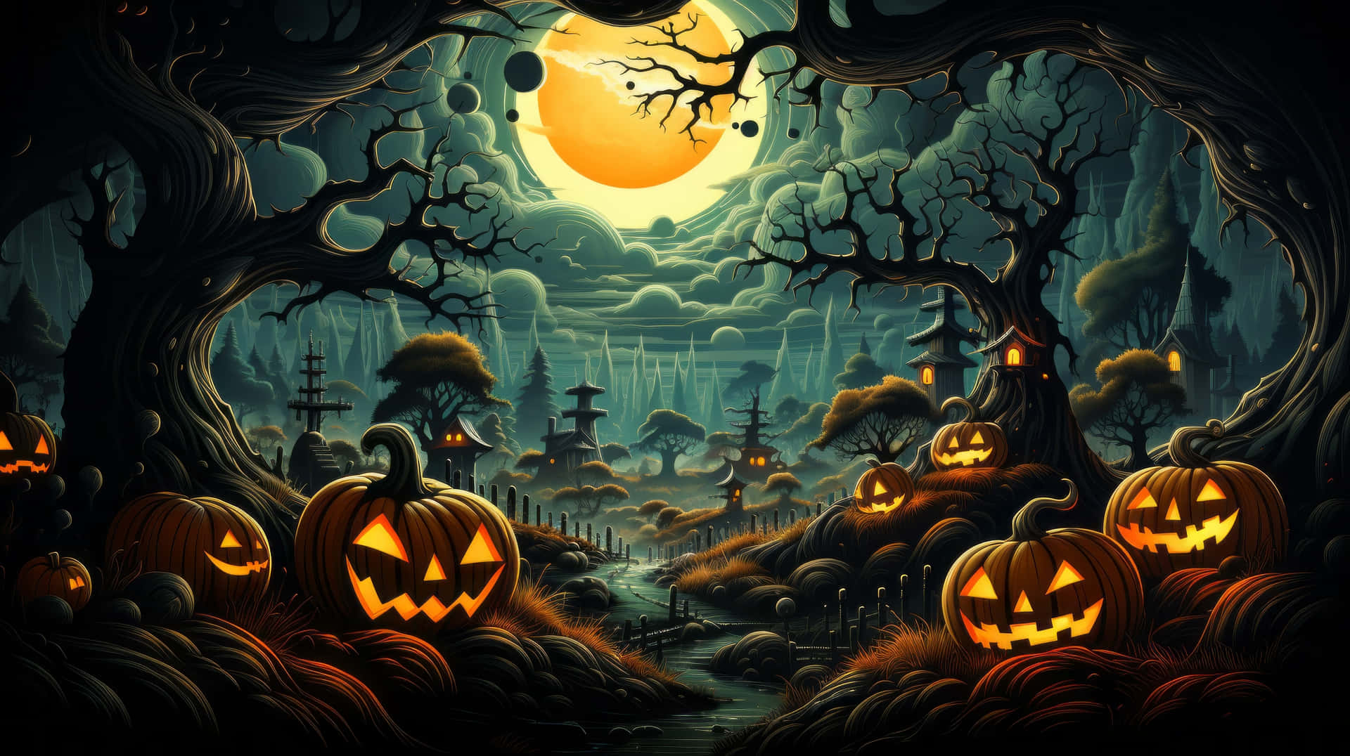 Enchanted_ Halloween_ Night Wallpaper