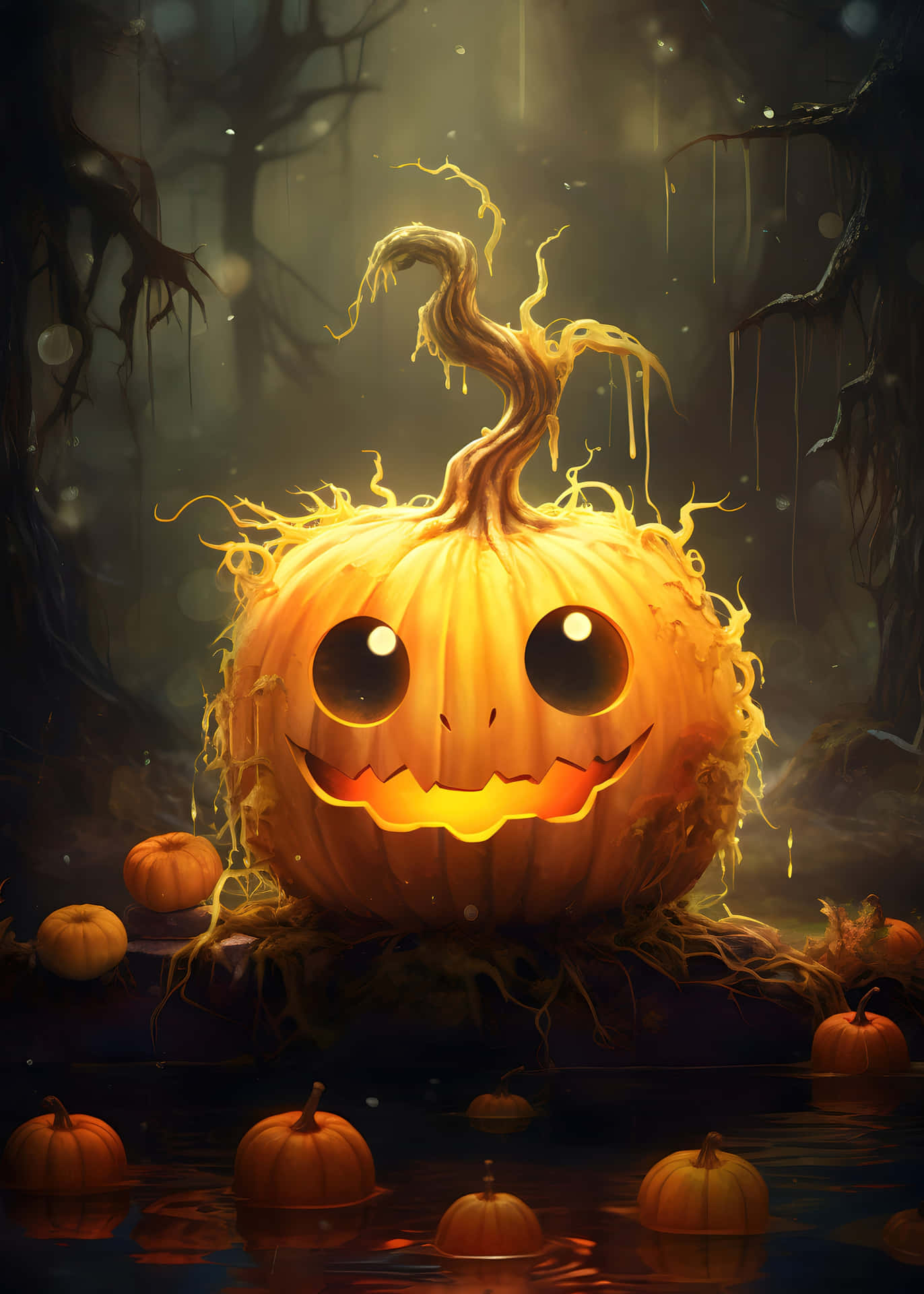 Enchanted Halloween Pumpkin Forest Lockscreen.jpg Wallpaper