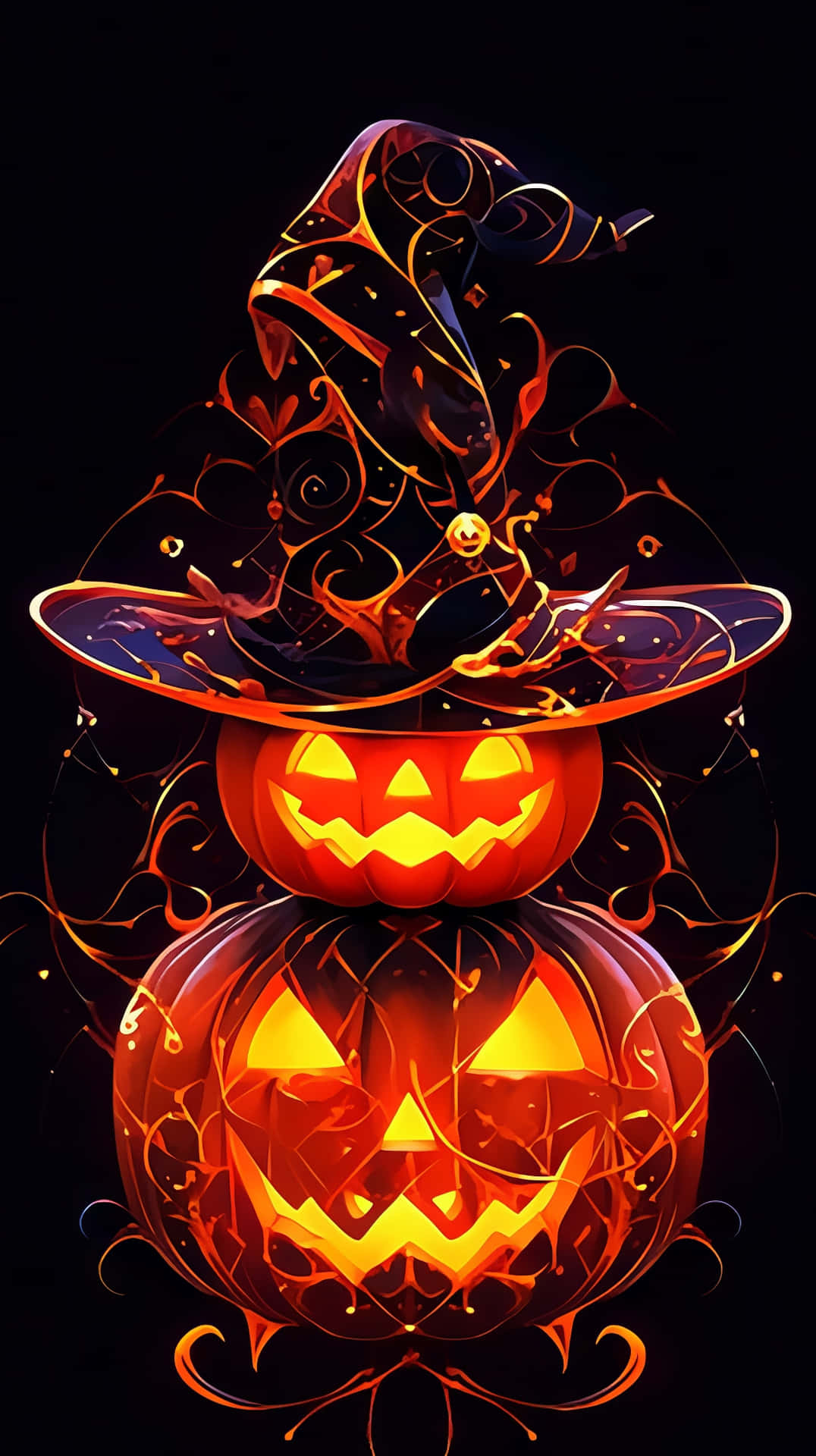 Enchanted Halloween Pumpkin Witchi Phone Wallpaper Wallpaper