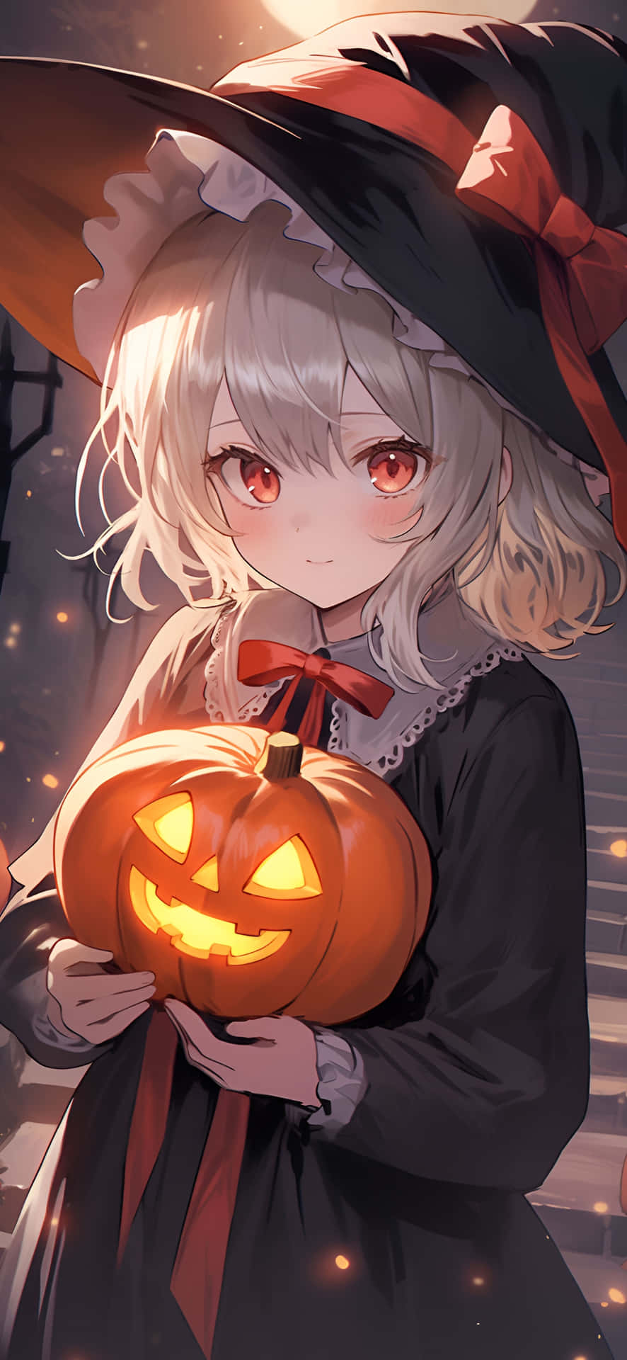 Enchanted Halloween Witch Anime Girl Wallpaper