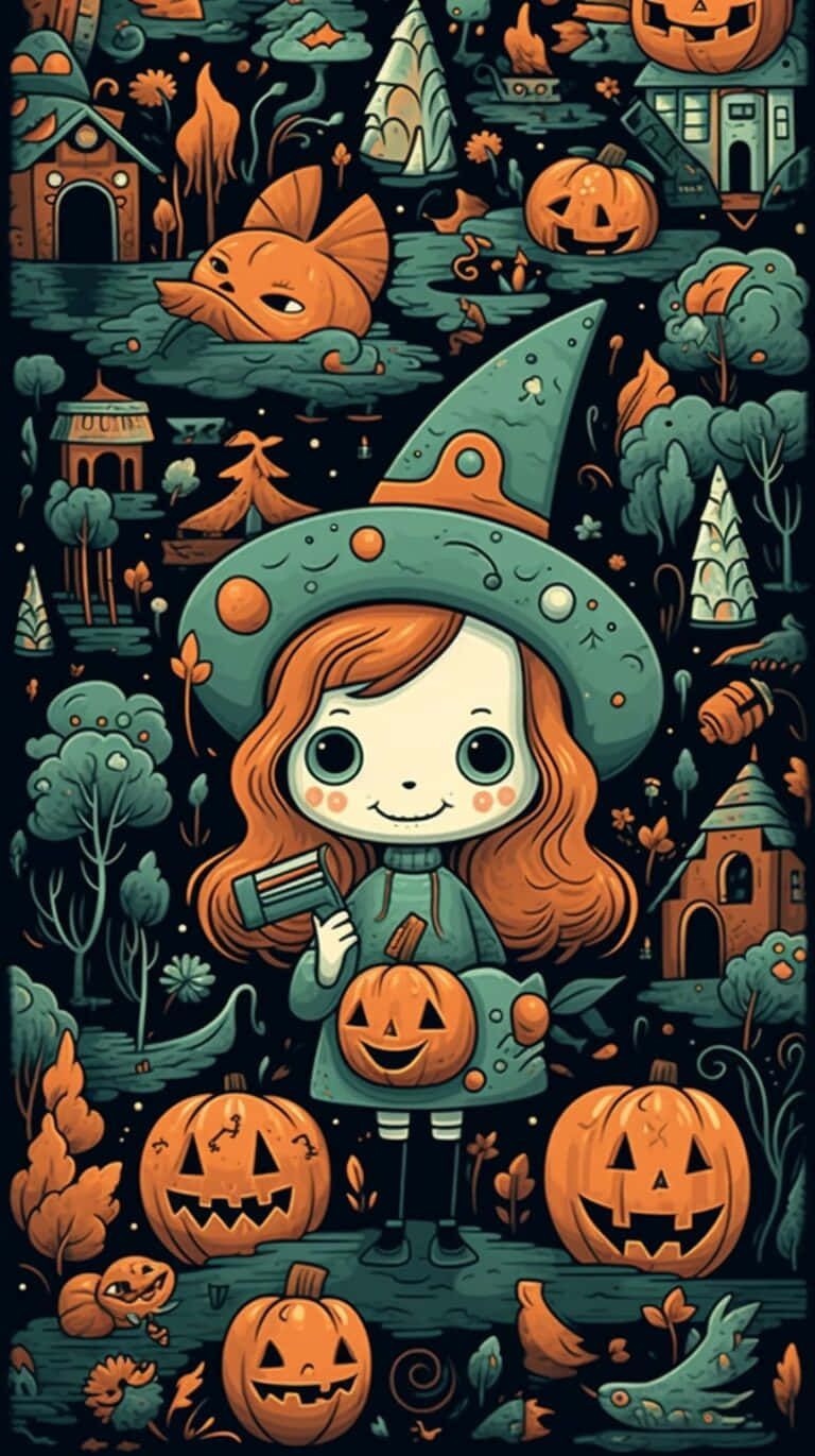 Enchanted Halloween Witchi Phone Wallpaper Wallpaper