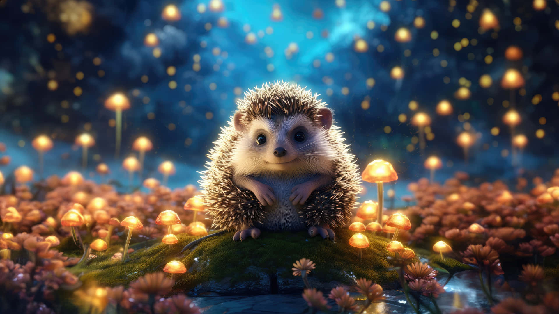 Download Enchanted Hedgehog Night Scene Wallpaper | Wallpapers.com