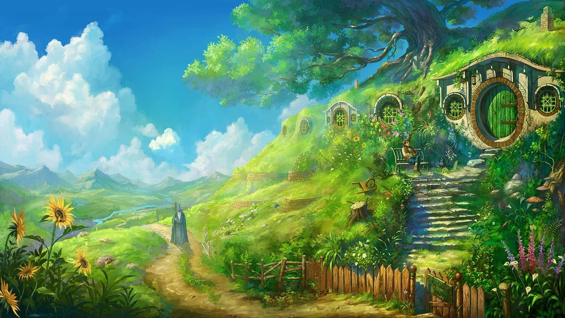 Enchanted_ Hillside_ Hobbit_ Home Wallpaper