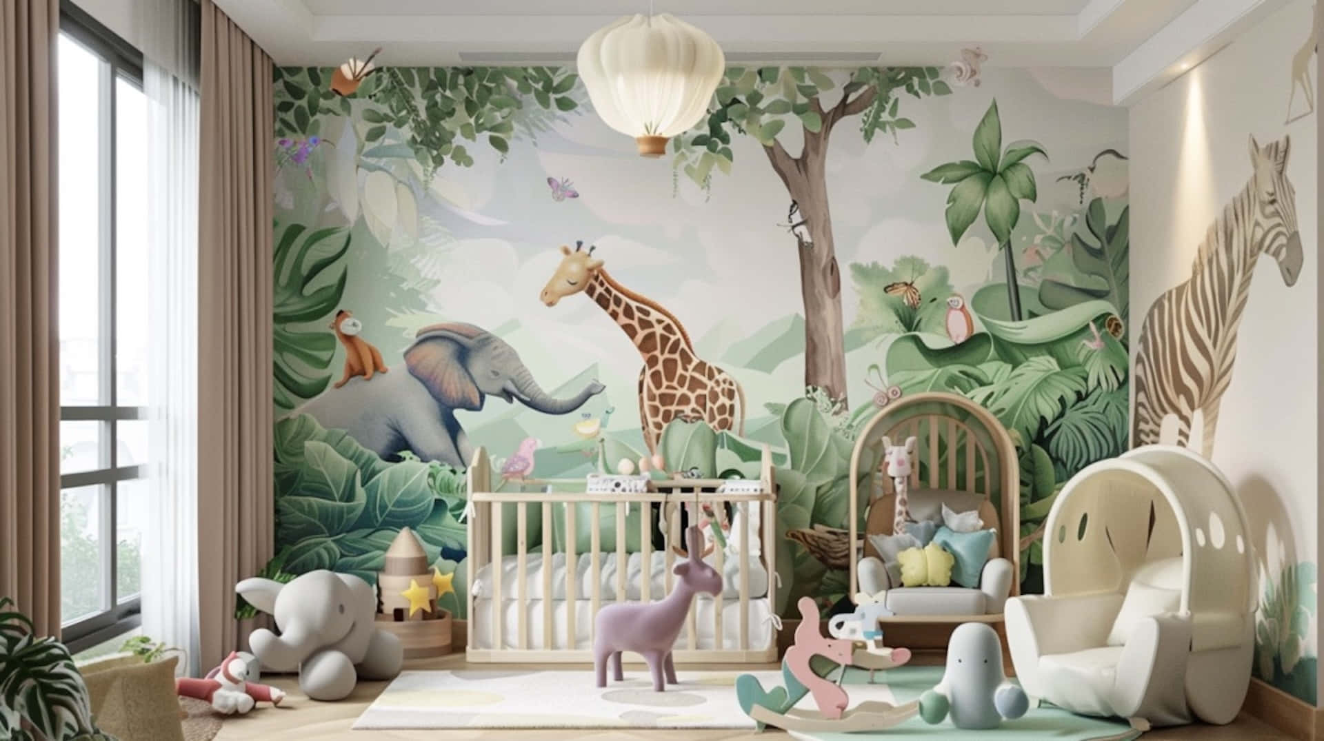Enchanted Jungle Nursery Room Wallpaper