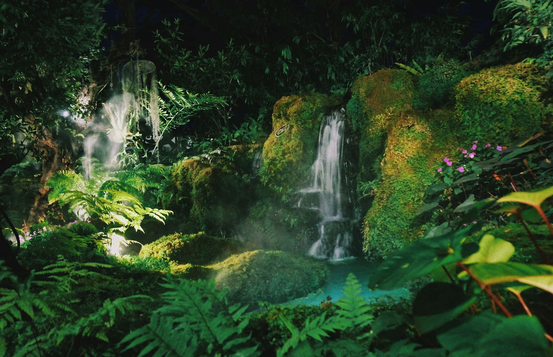 Enchanted_ Jungle_ Waterfall_ Nighttime.jpg Wallpaper