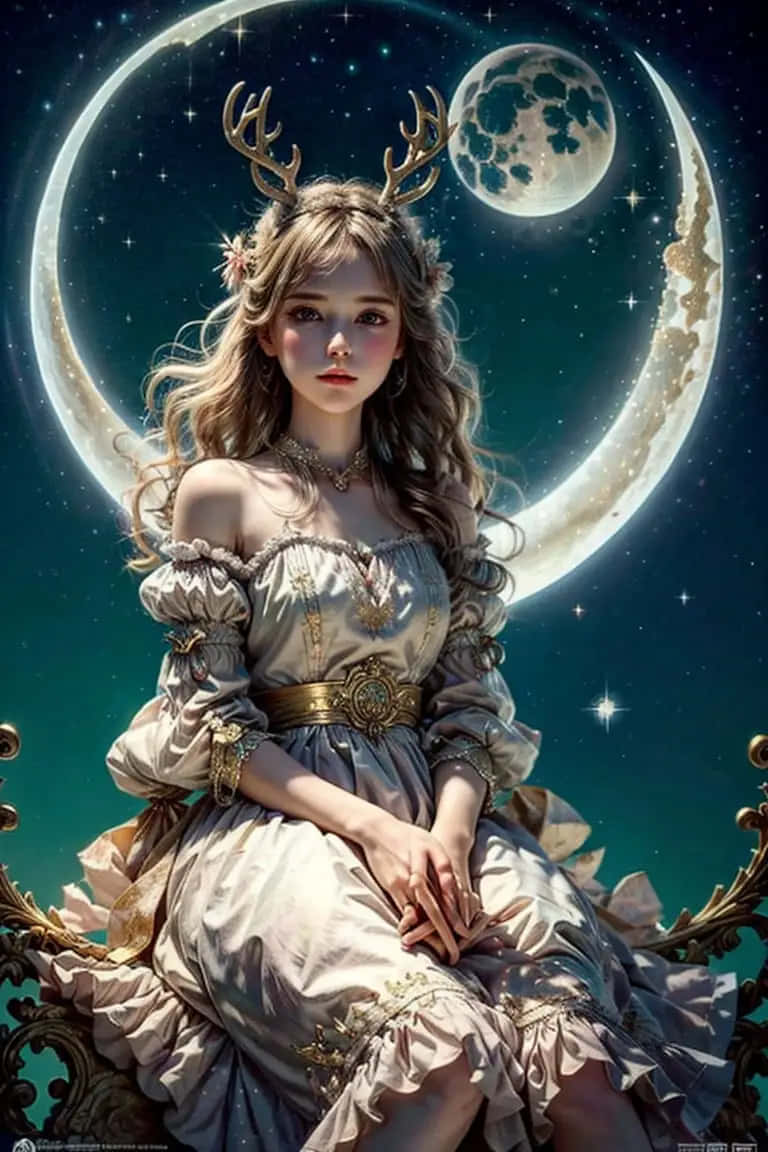 Enchanted Moon Goddess Art Wallpaper