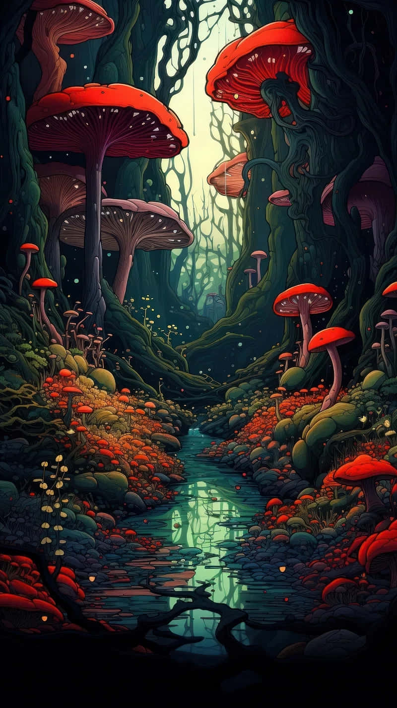 Enchanted_ Mushroom_ Forest_ Art Wallpaper