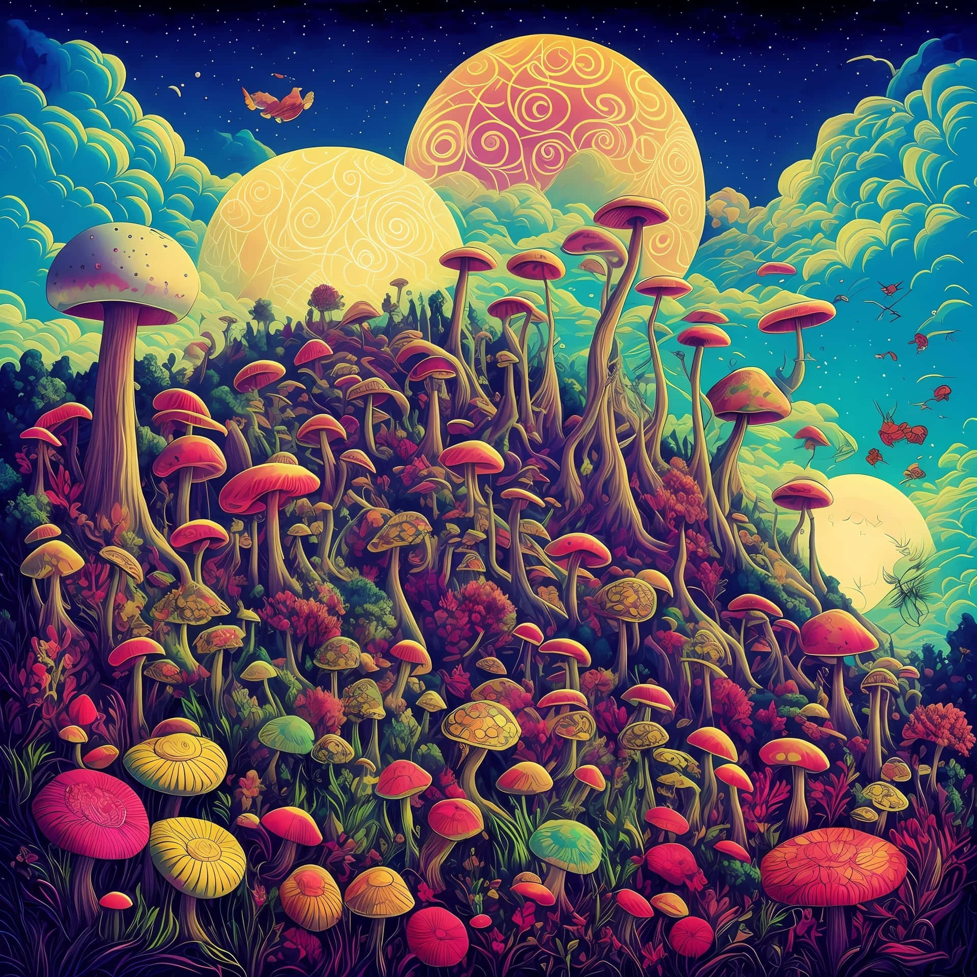 Enchanted_ Mushroom_ Forest_ Artwork Wallpaper