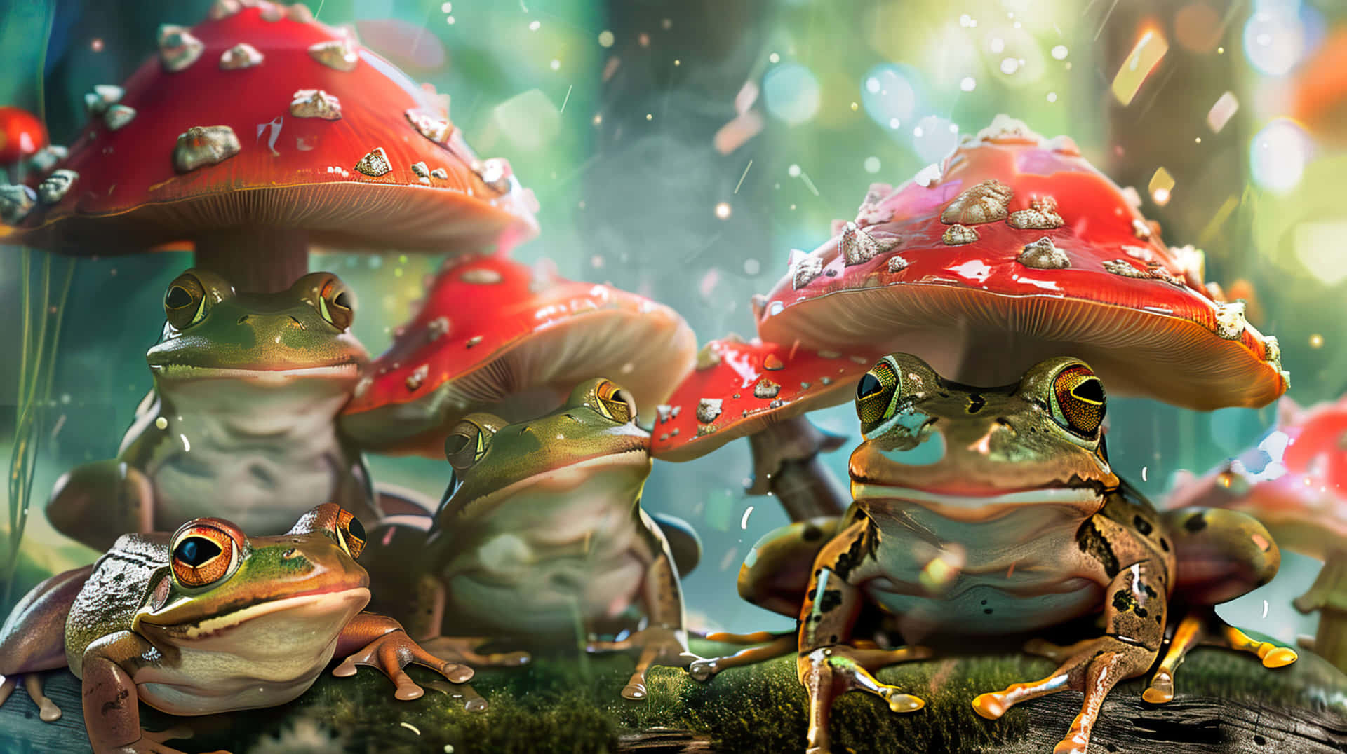 Enchanted_ Mushroom_ Frog_ Fantasy Wallpaper