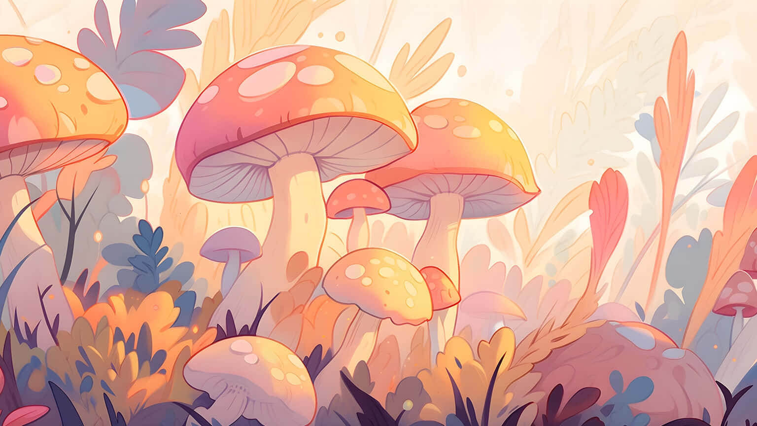 Enchanted_ Mushroom_ Grove_ Artwork Wallpaper