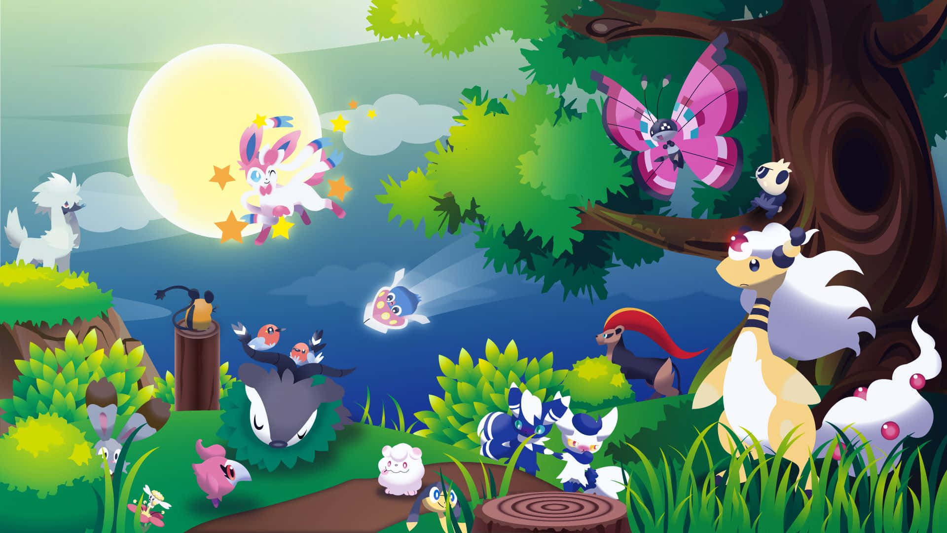 Enchanted_ Pokemon_ Forest_ Scene Wallpaper
