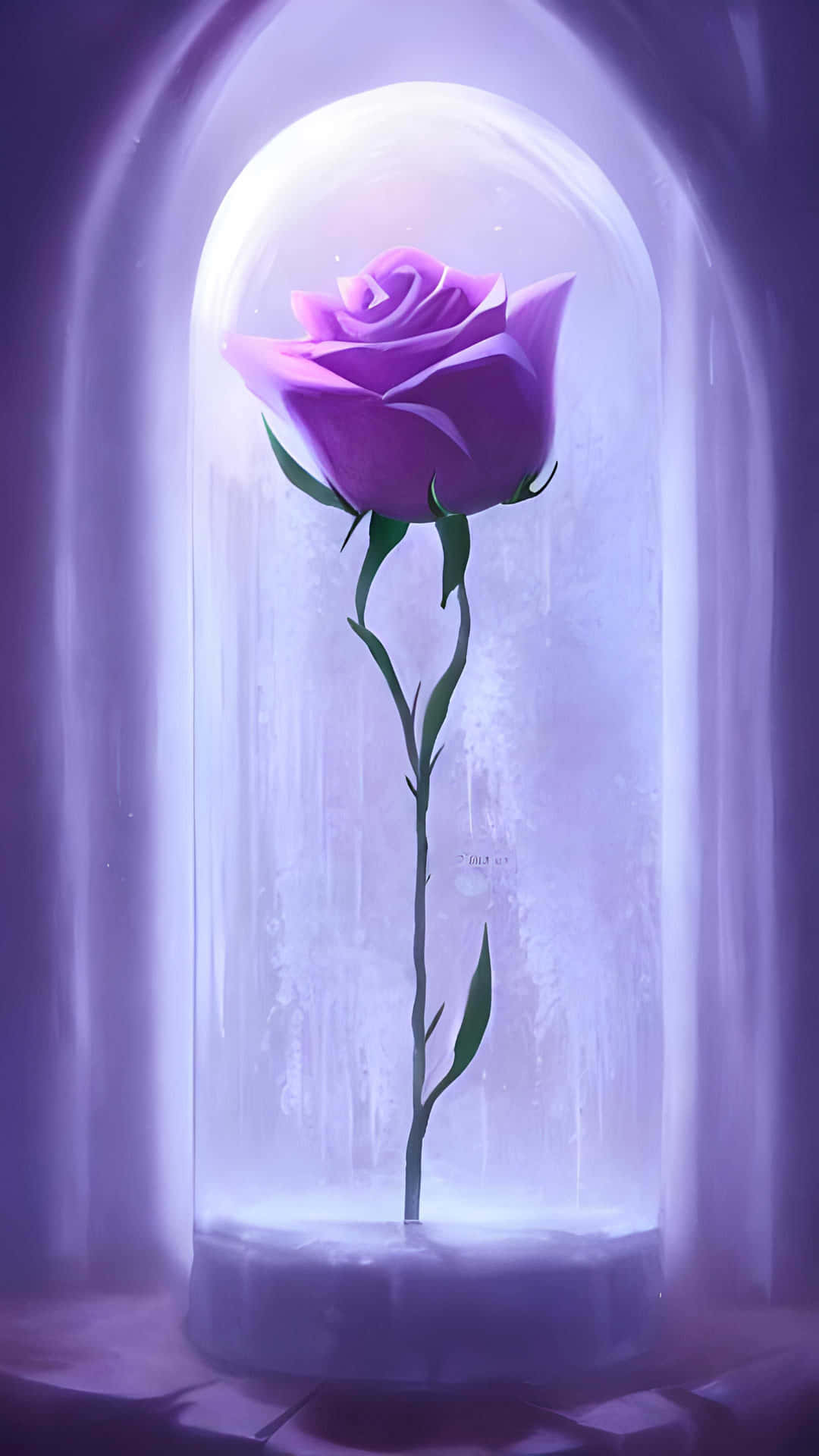 Enchanted_ Purple_ Rose_ Glass_ Dome Wallpaper