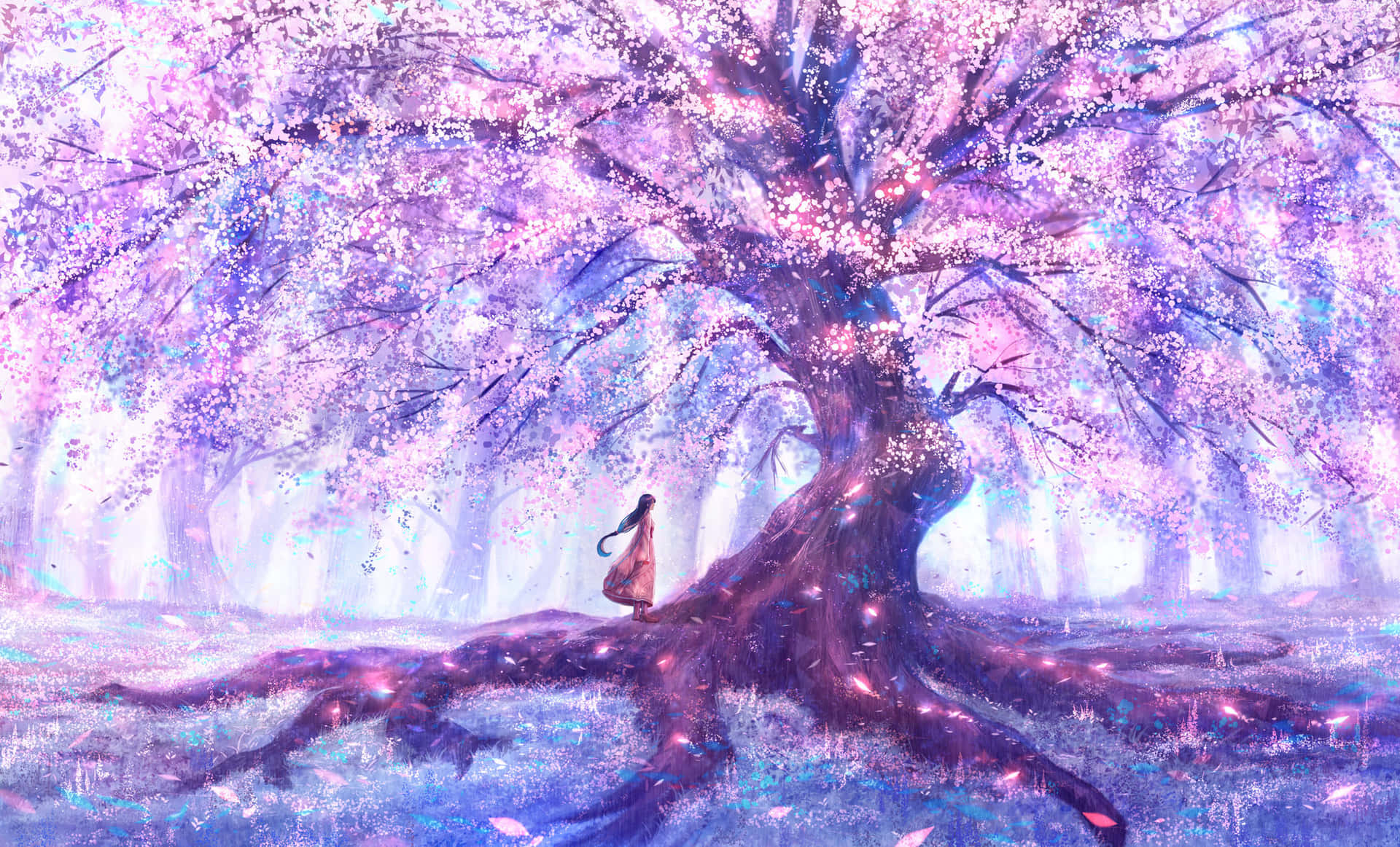 Enchanted Sakura Forest Wallpaper