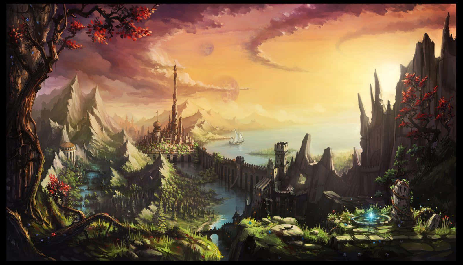 Enchanted_ Sunset_ Kingdom Wallpaper