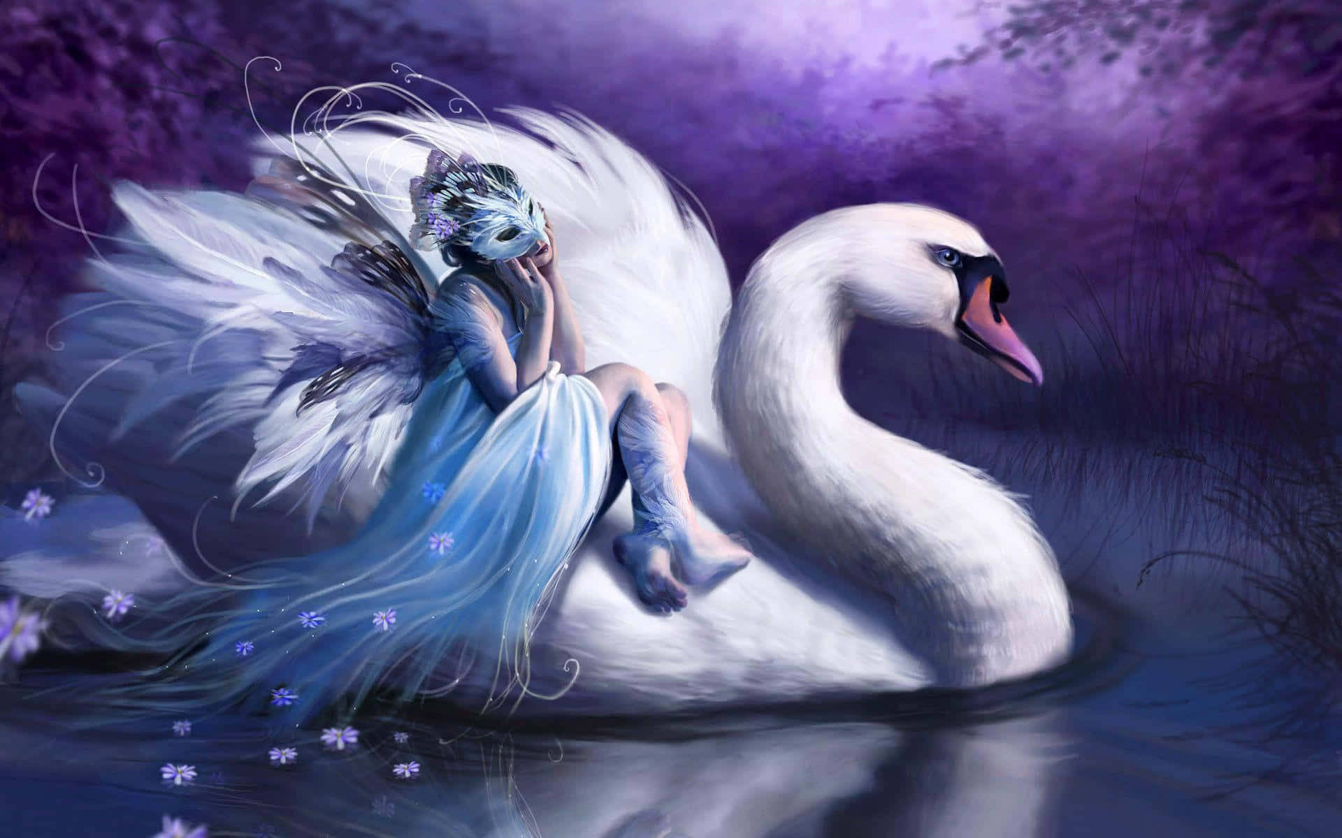 Enchanted_ Swan_ Fairy_ Tale Wallpaper