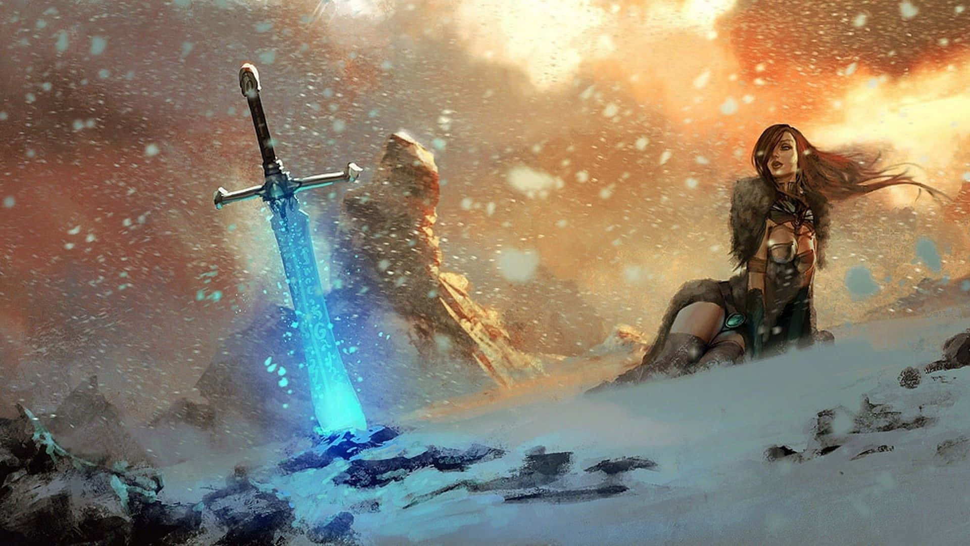 Enchanted_ Sword_and_ Sorceress_in_ Snowstorm.jpg Wallpaper