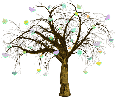 Enchanted Treewith Heartsand Flowers PNG