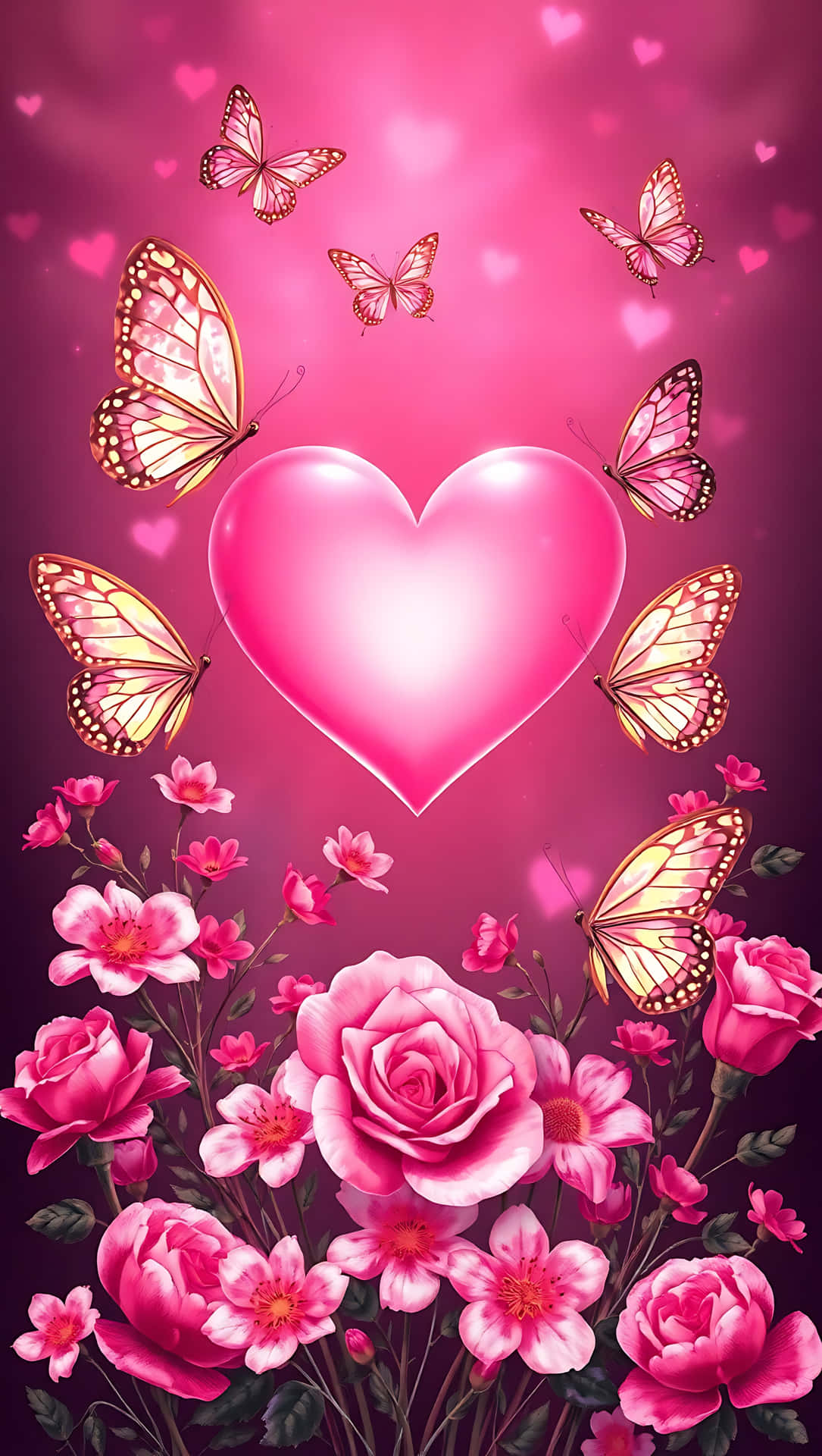 Enchanted Valentine’s Butterflies Smartphone Wallpaper Wallpaper