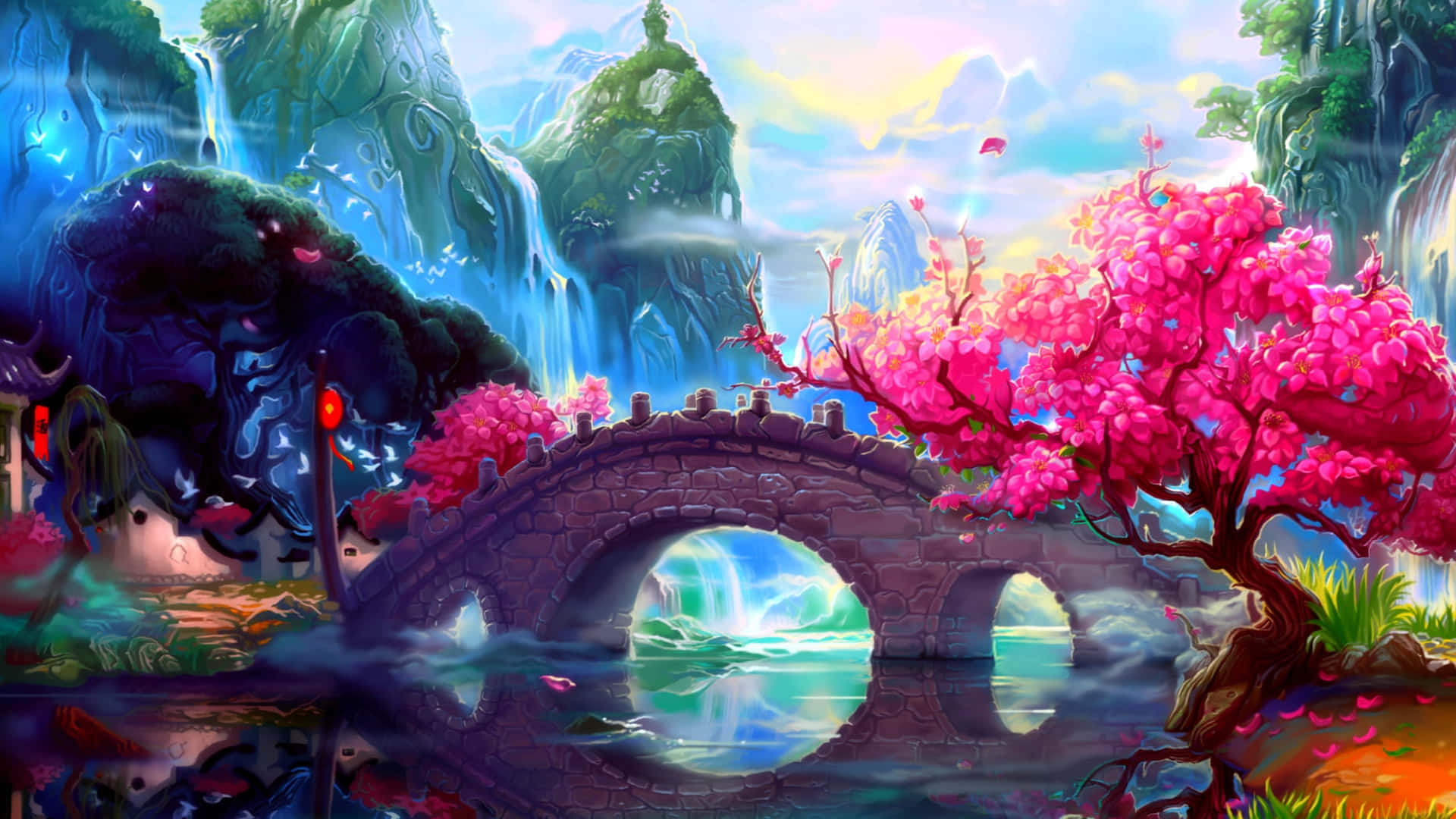 Enchanted_ Waterfall_ Garden.jpg Wallpaper