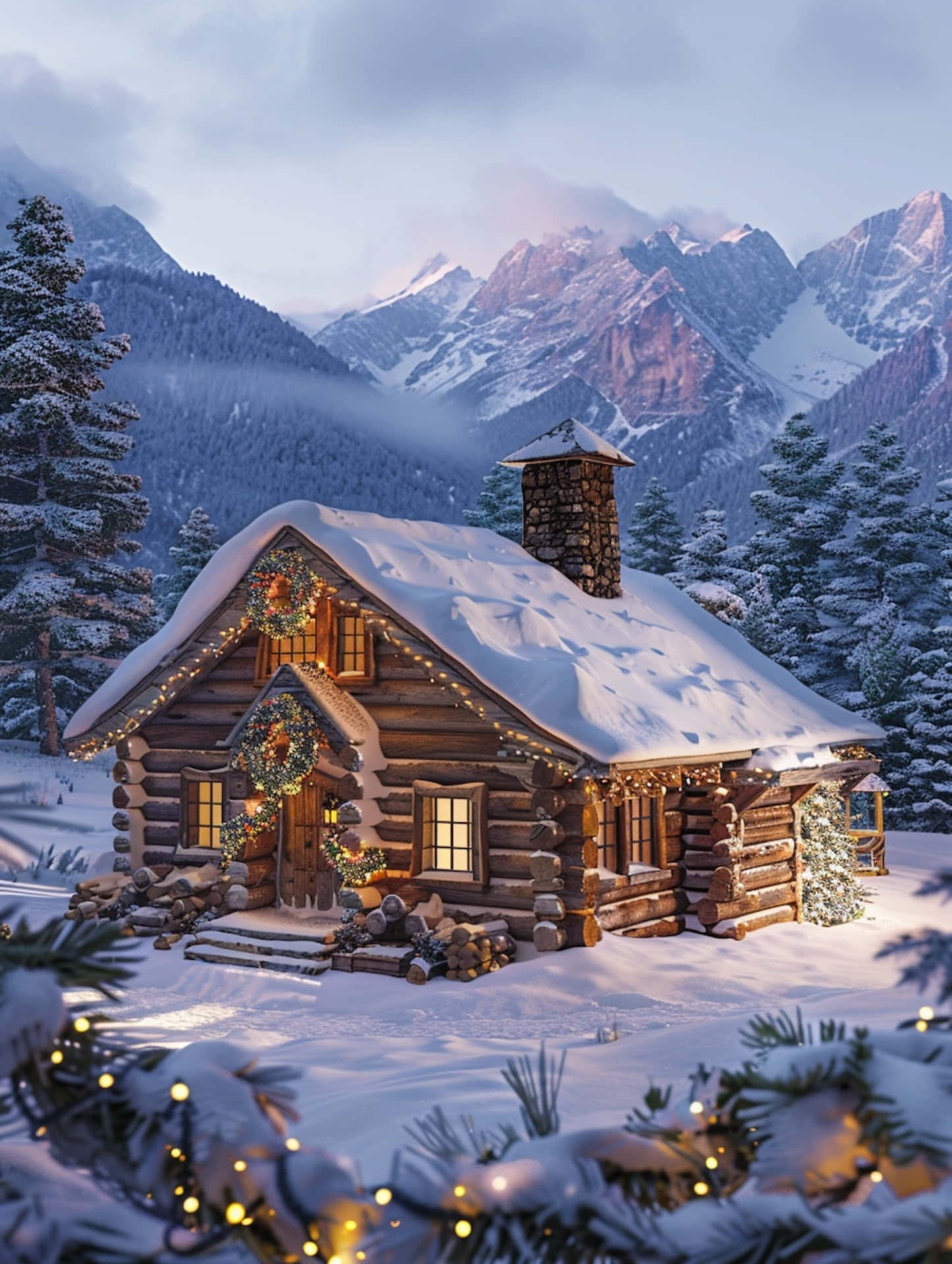 Enchanted_ Winter_ Cabin_ Christmas_ Decorations Wallpaper