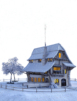 Enchanted Winter Cottage Snowfall PNG