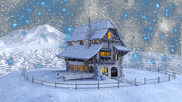 Enchanted_ Winter_ Cottage_ Under_ Starry_ Sky.jpg PNG