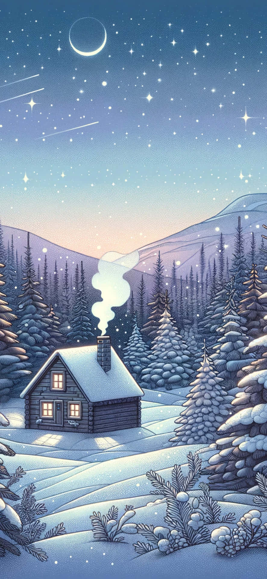 Enchanted_ Winter_ Evening_ Scene Wallpaper