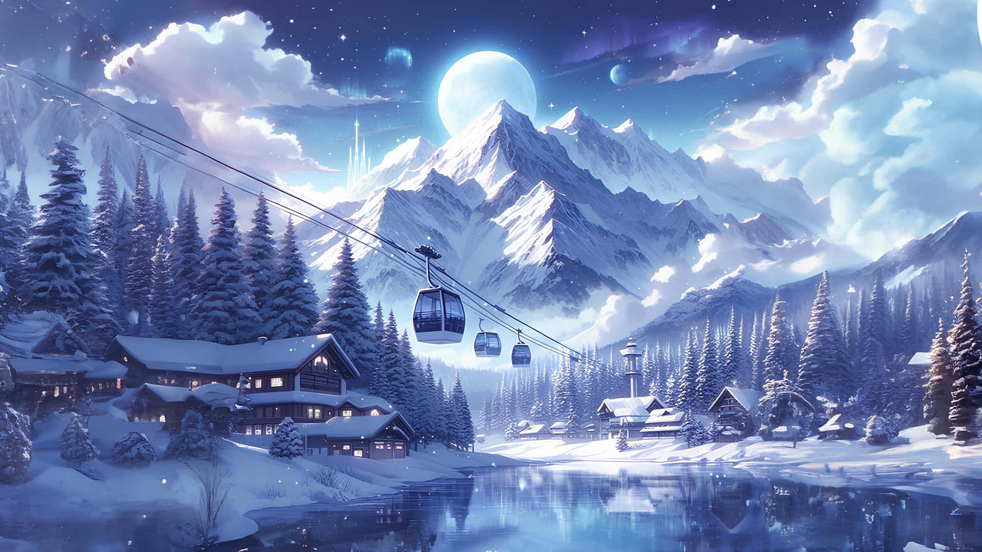 Enchanted_ Winter_ Mountain_ Scene Wallpaper