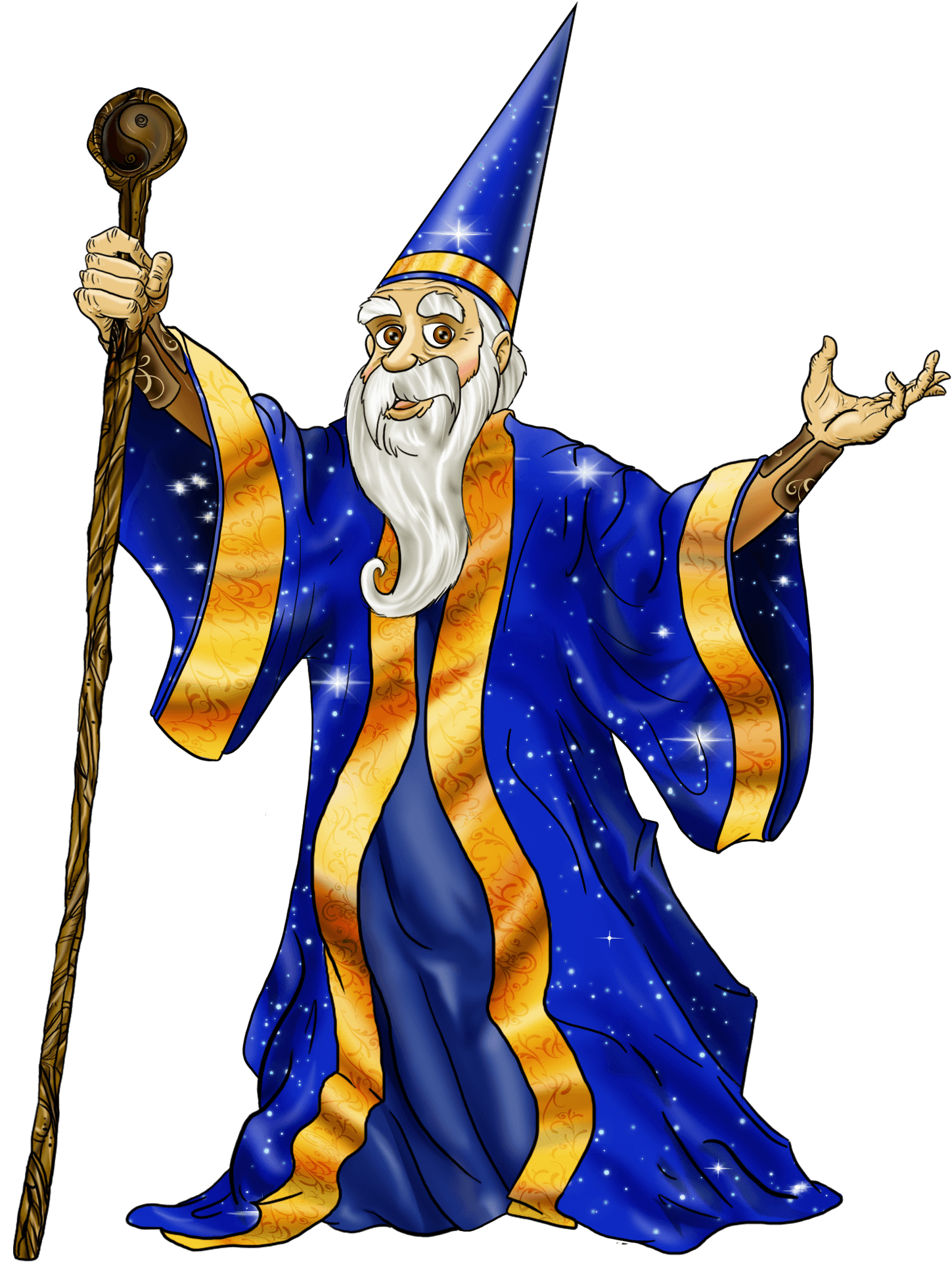 Enchanted Wizardwith Staffand Cape PNG