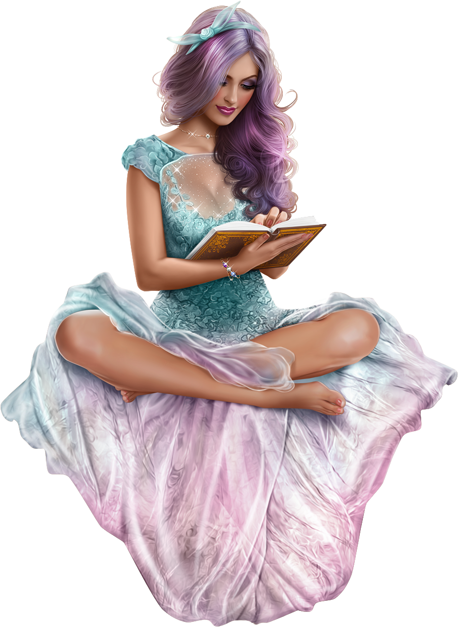 Download Enchanted_ Reading_ Fantasy_ Pinup | Wallpapers.com