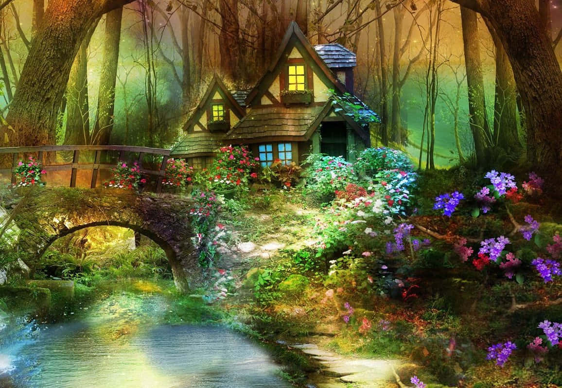 Enchanting Fairytale Forest Scene Wallpaper