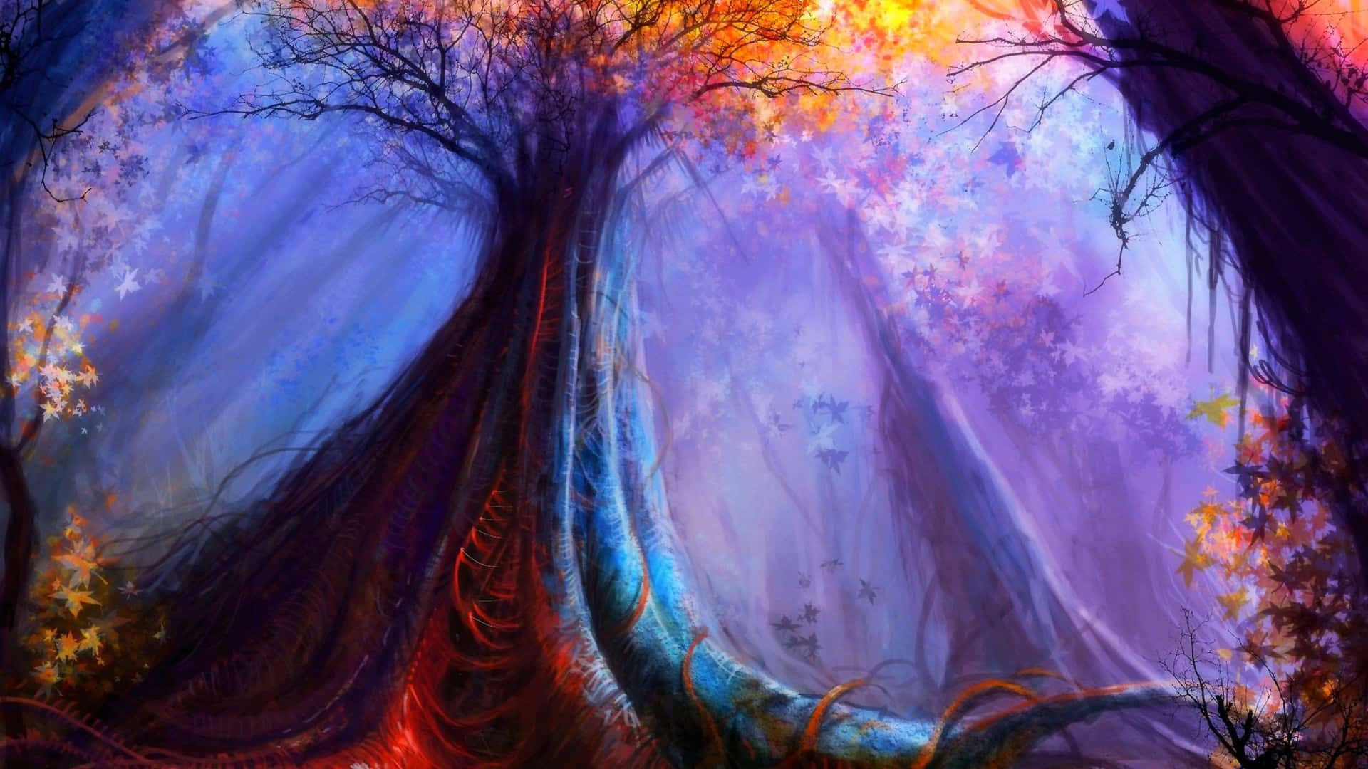 Enchanting forest at twilight Wallpaper