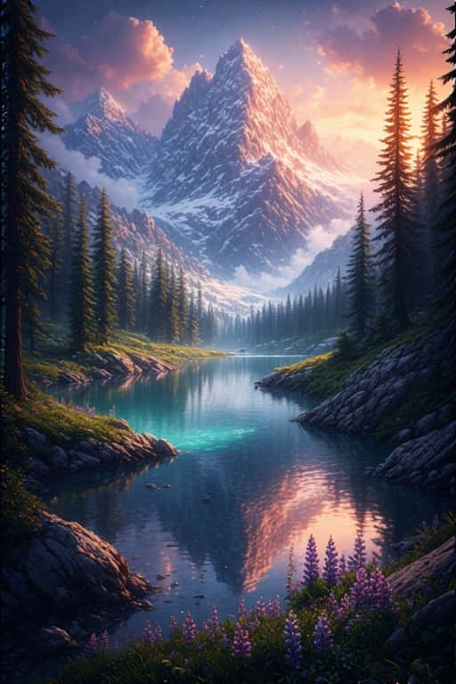 Enchanting Anime Forest At Golden Hour Wallpaper Wallpaper