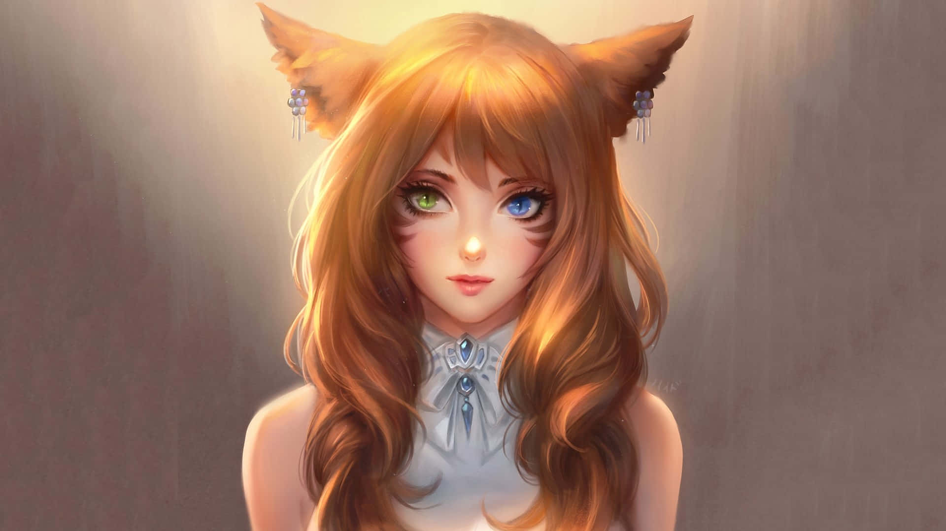 Enchanting Anime Fox Girl Portrait Wallpaper