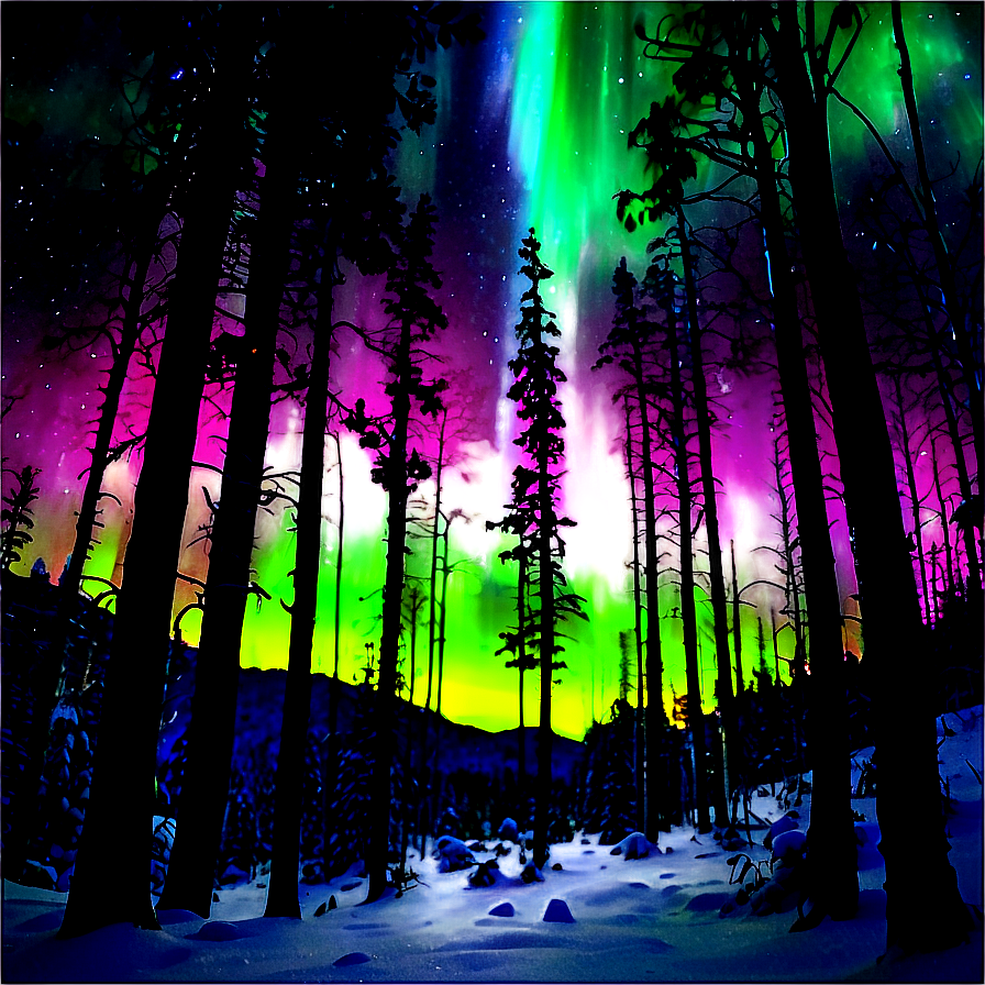 Enchanting Aurora Forest View Png Ilh PNG