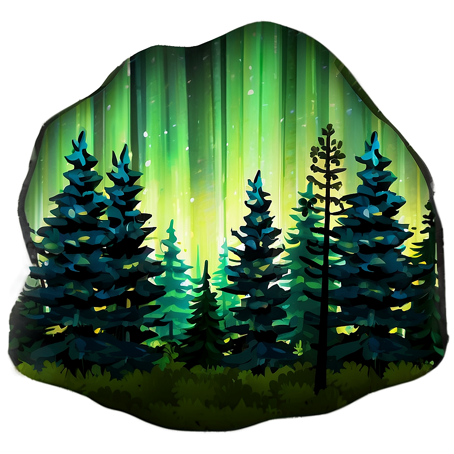 Enchanting Aurora Forest View Png Xng PNG