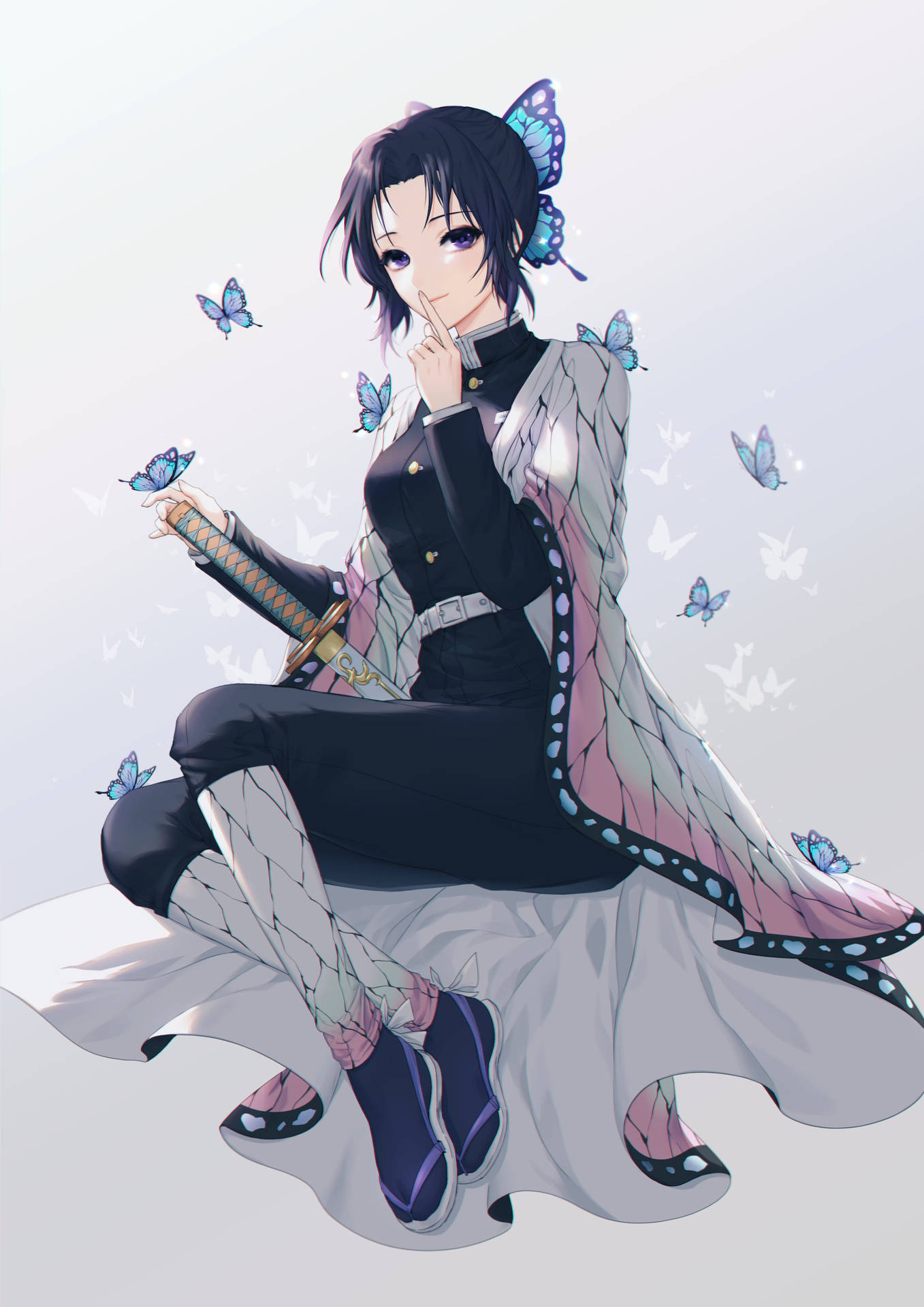 Enchanting Blue Morpho Butterflies Anime Shinobu Pfp Background