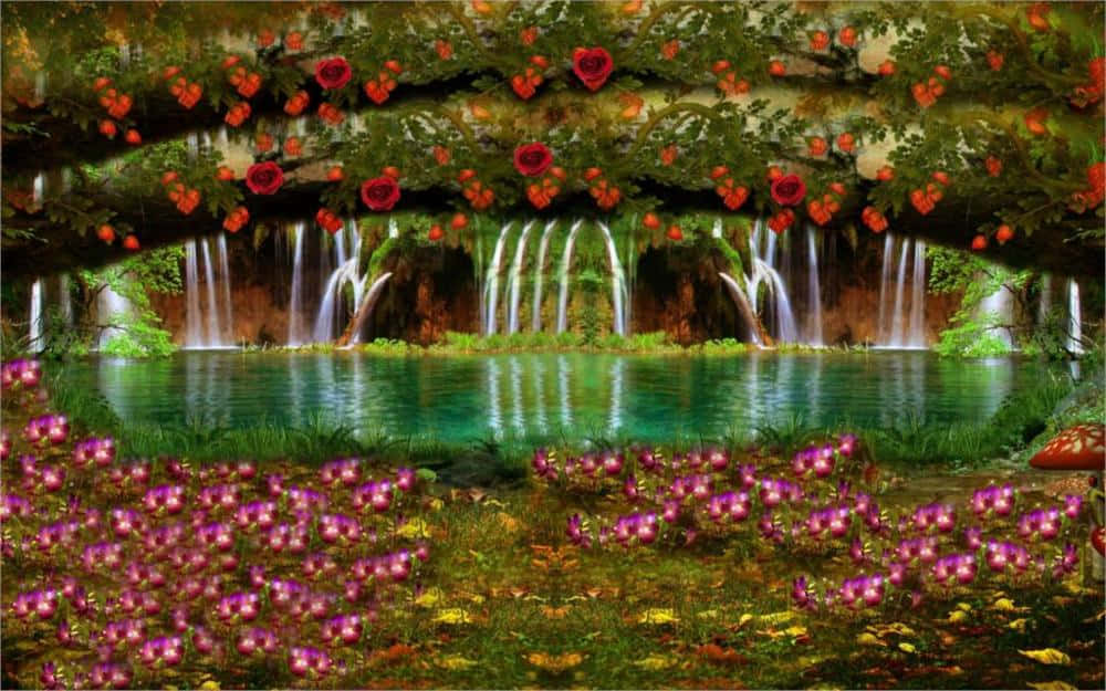 Enchanting Forest Pathway In Fantasy Gardens Wallpaper