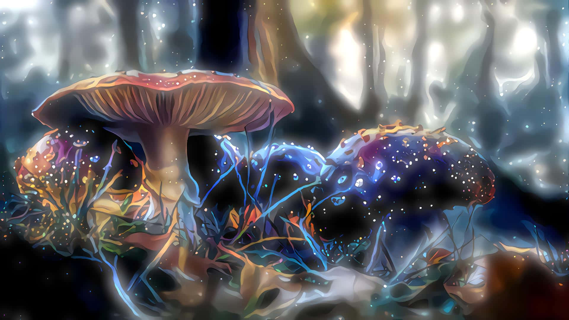 Enchanting Fungus With Glowing Cap Digital Art Picture