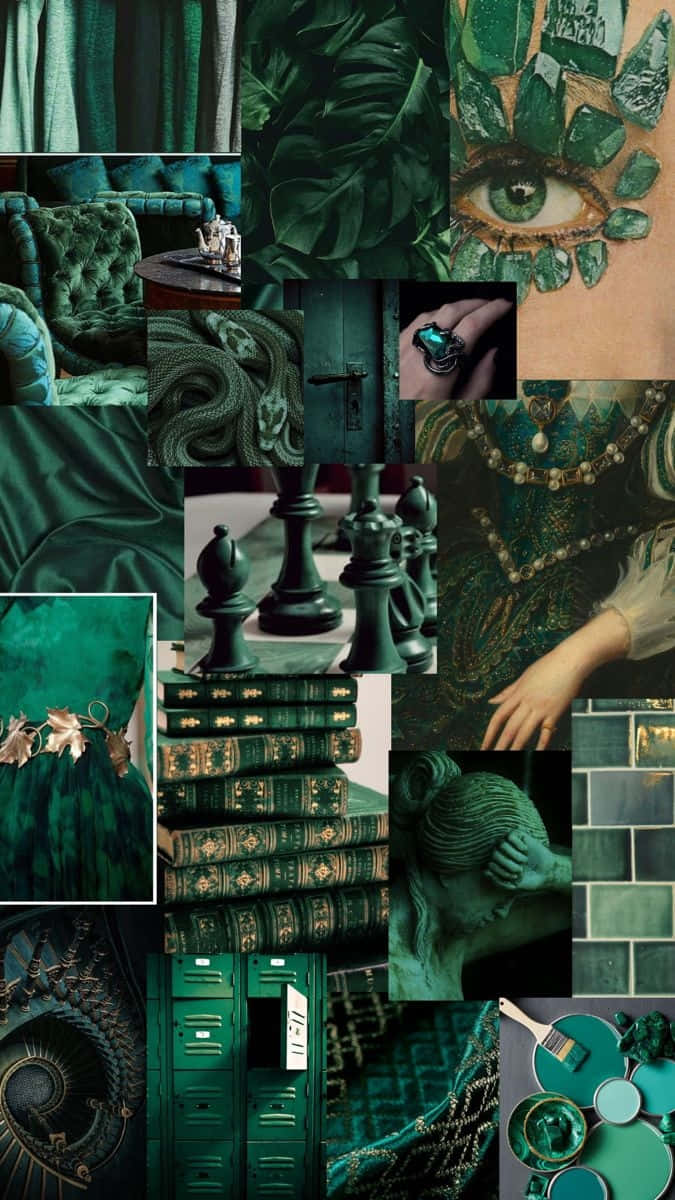 Enchanting Green Witch Aesthetic Collage Wallpaper
