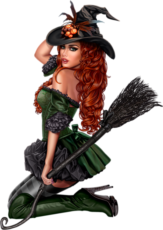 Enchanting Green Witch Illustration.png PNG