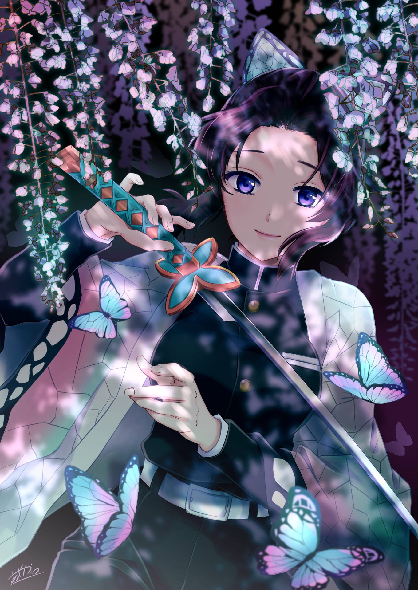 Enchanting Katana Wielding Anime Shinobu Pfp Wallpaper