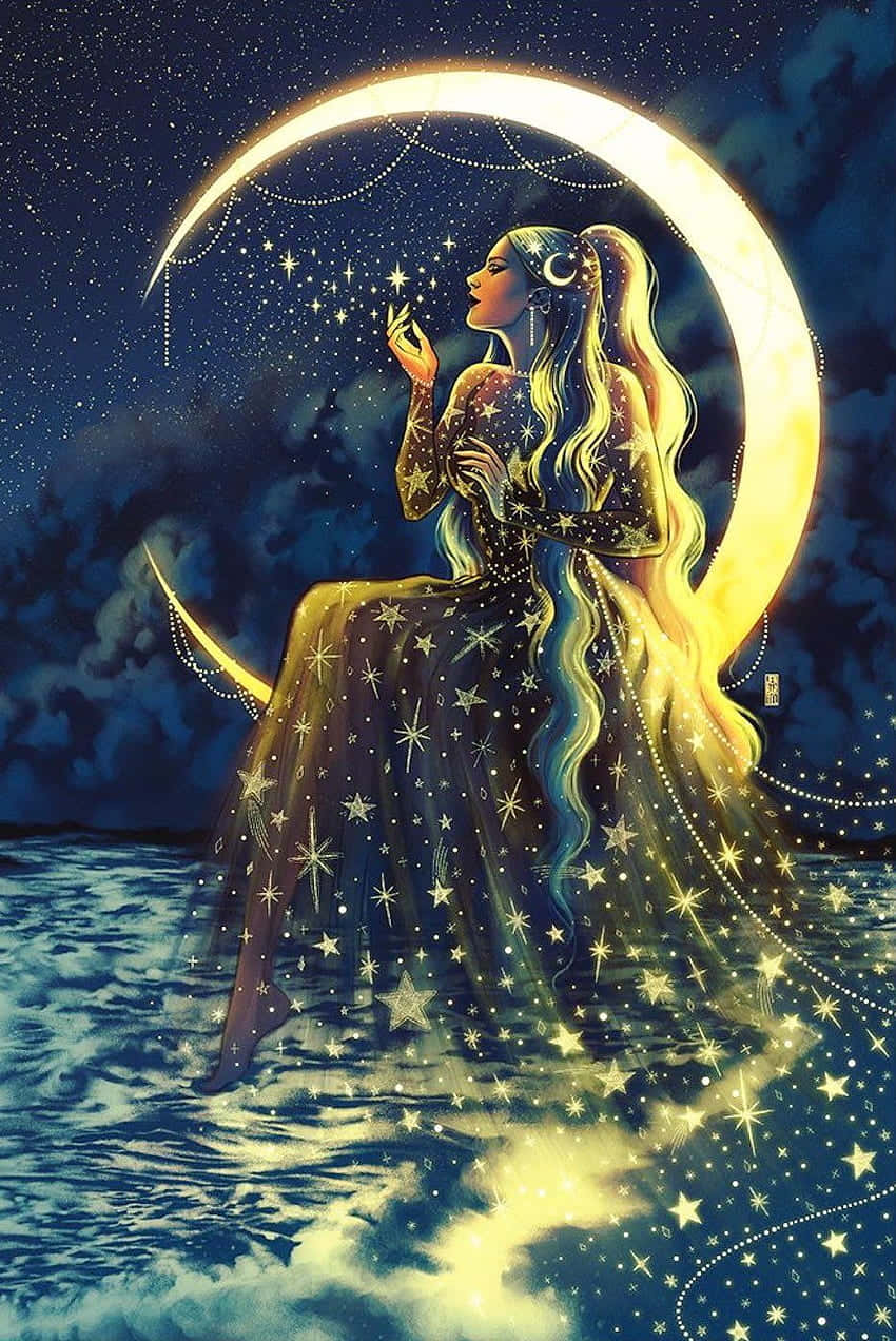 Enchanting Moon Goddess Art Wallpaper