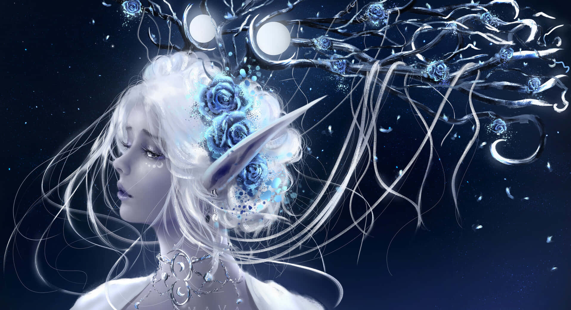 Enchanting Moon Goddess Wallpaper