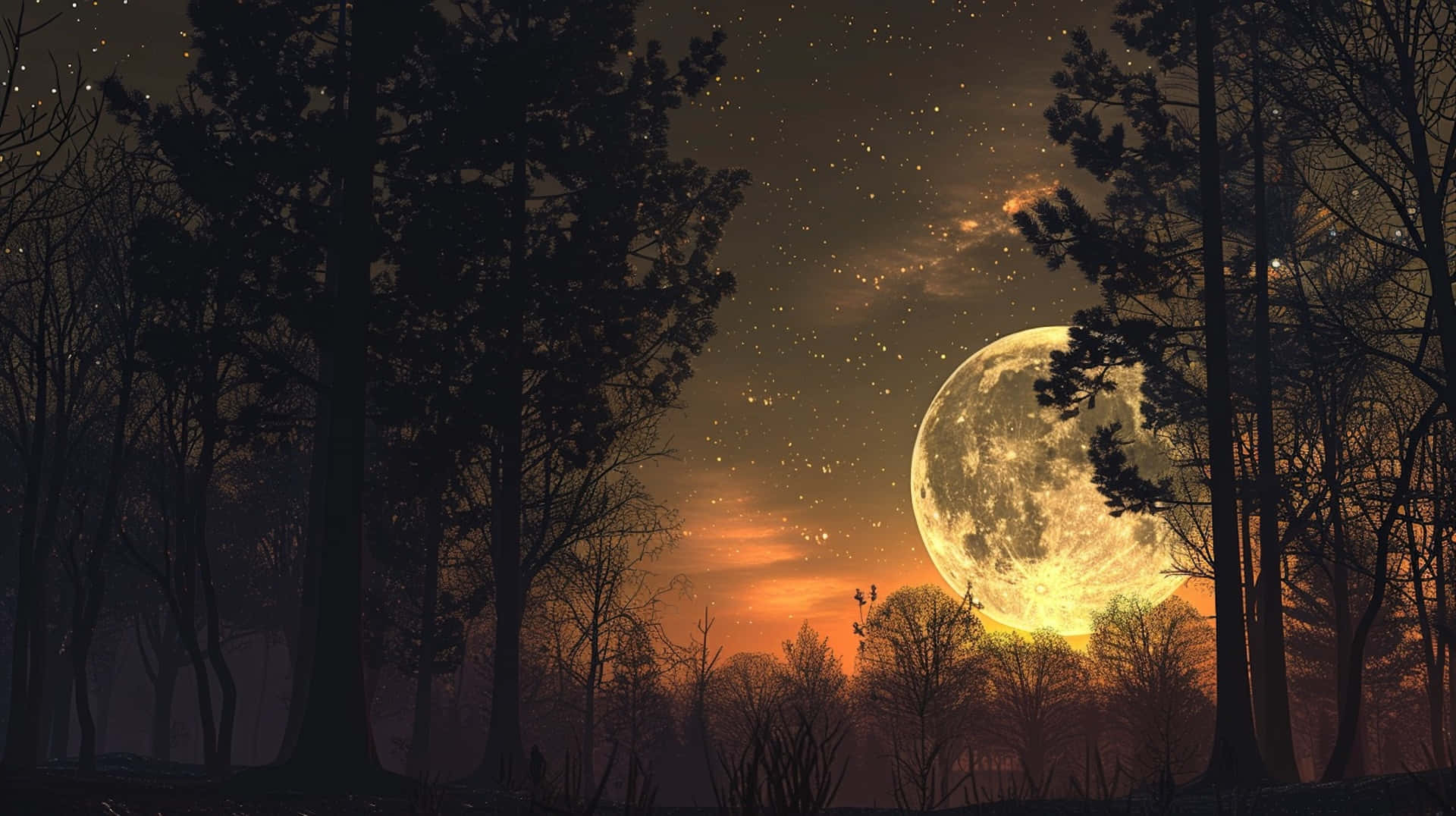 Enchanting Moonsetin Forest Wallpaper