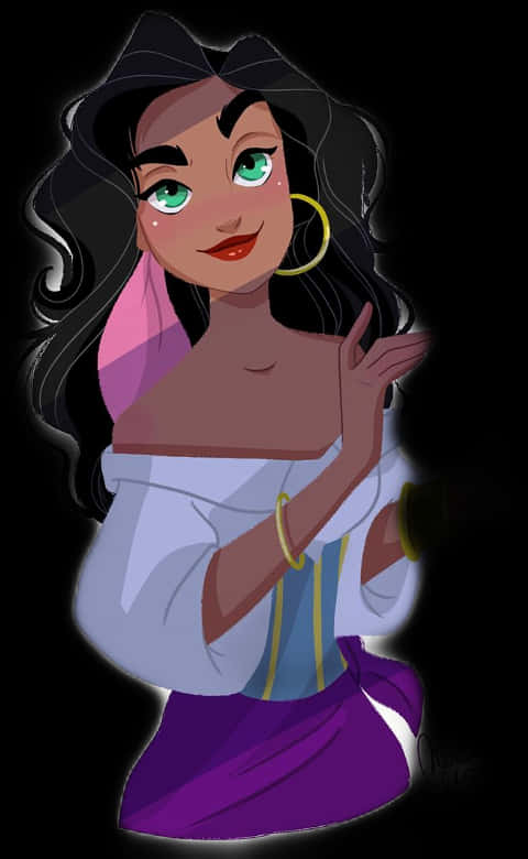 Enchanting Princess Esmeralda Illustration PNG