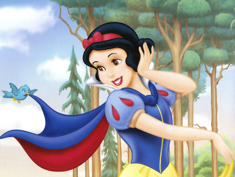 Enchanting Snow White With The Seven Dwarfs In Mystical Forest. Wallpaper