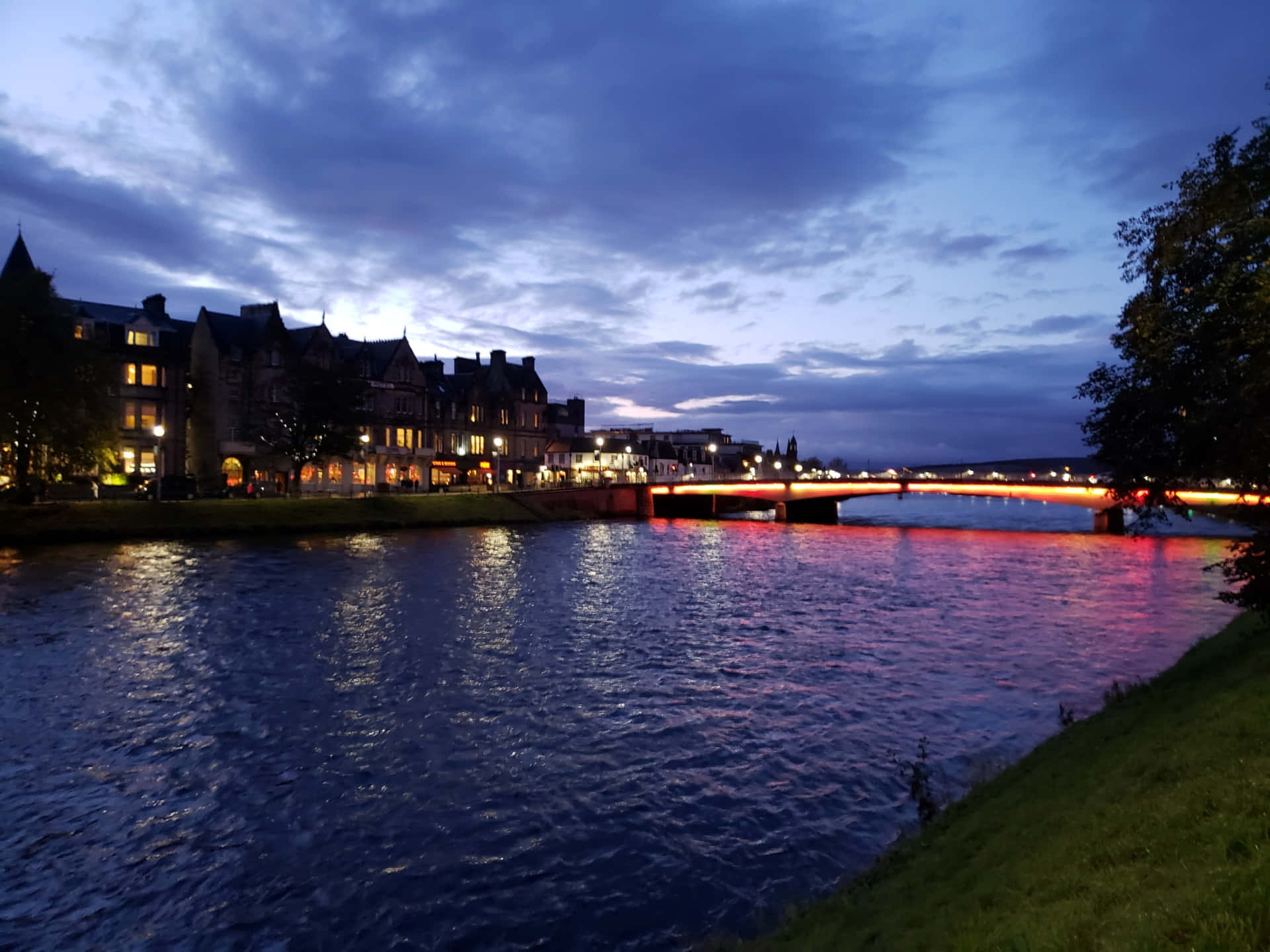 Enchanting Sunrise Over The Ness River In Inverness, Scotland Wallpaper