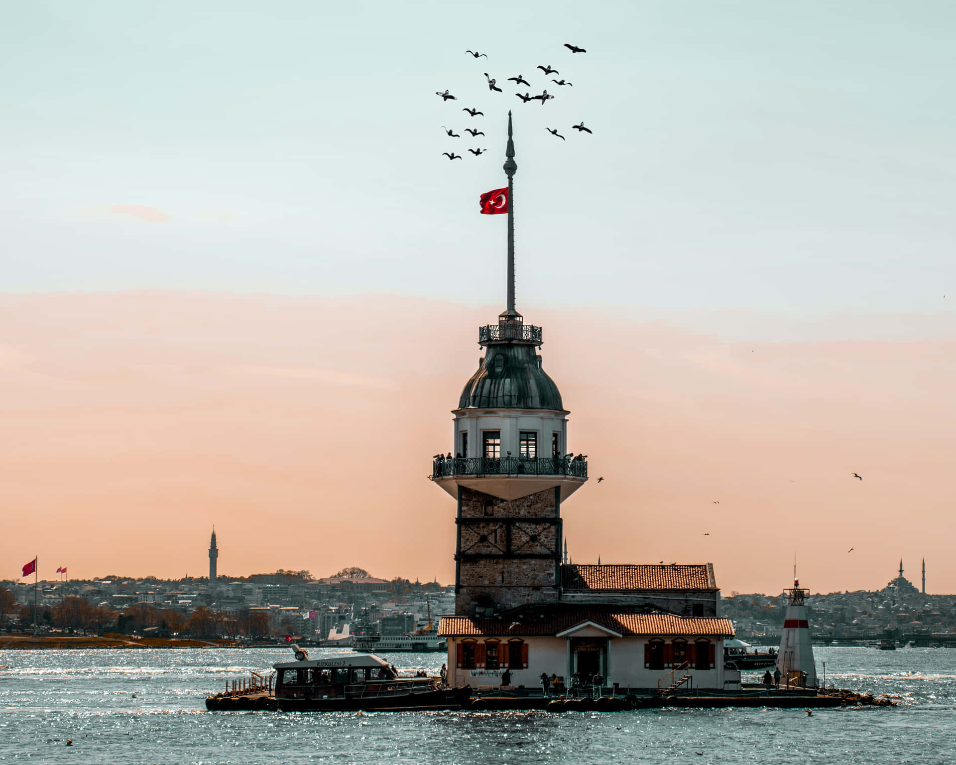 Enchanting Sunset At The Historical Maiden Tower Wallpaper
